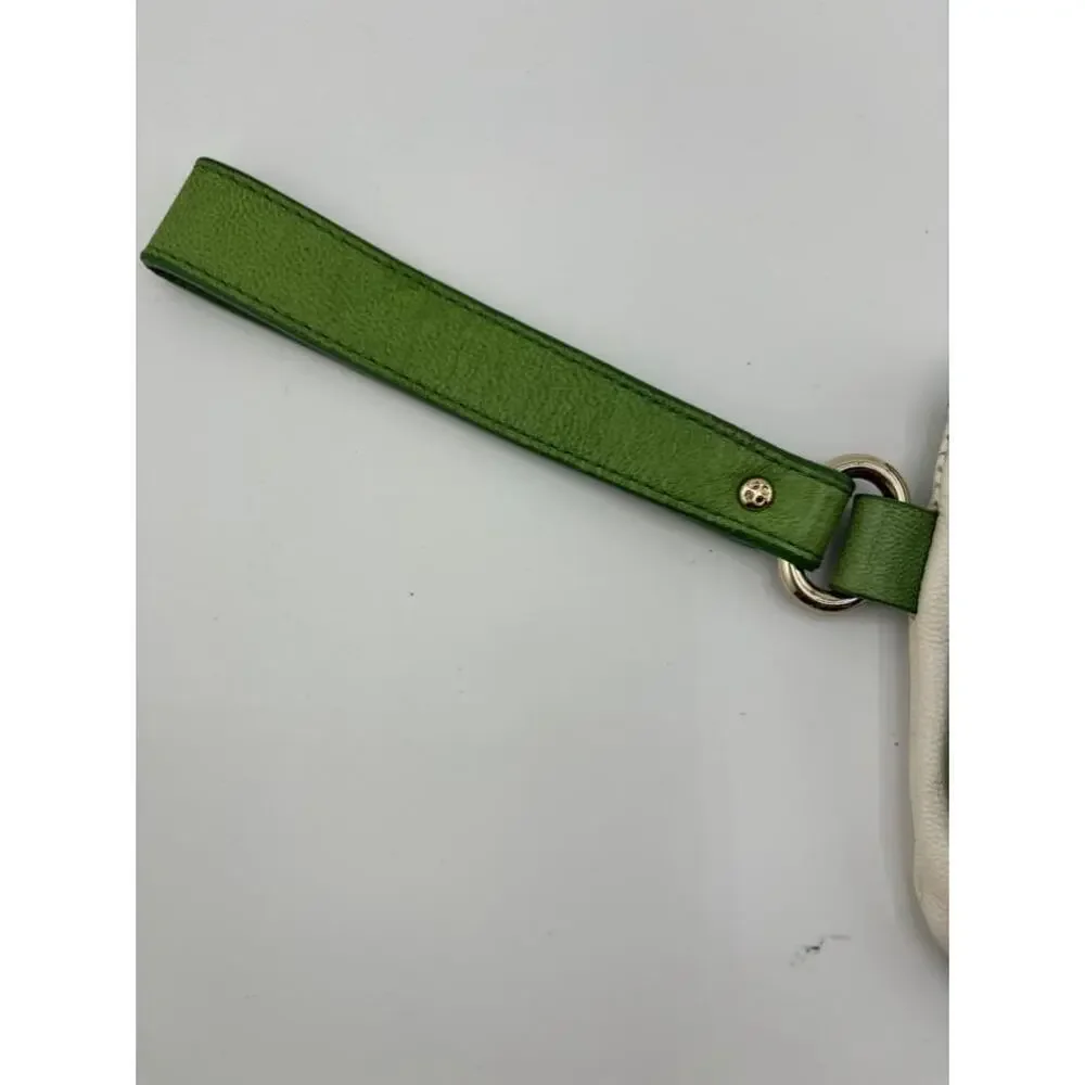 Women's Kate Spade Green and White Leather Clutch